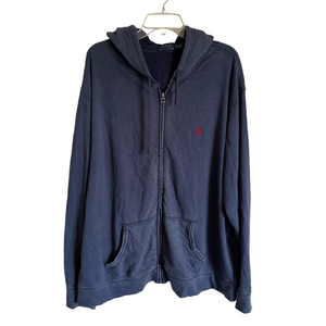 Ralph Lauren Men's Navy Blue Cotton Zip Up Hoodie Size XXL